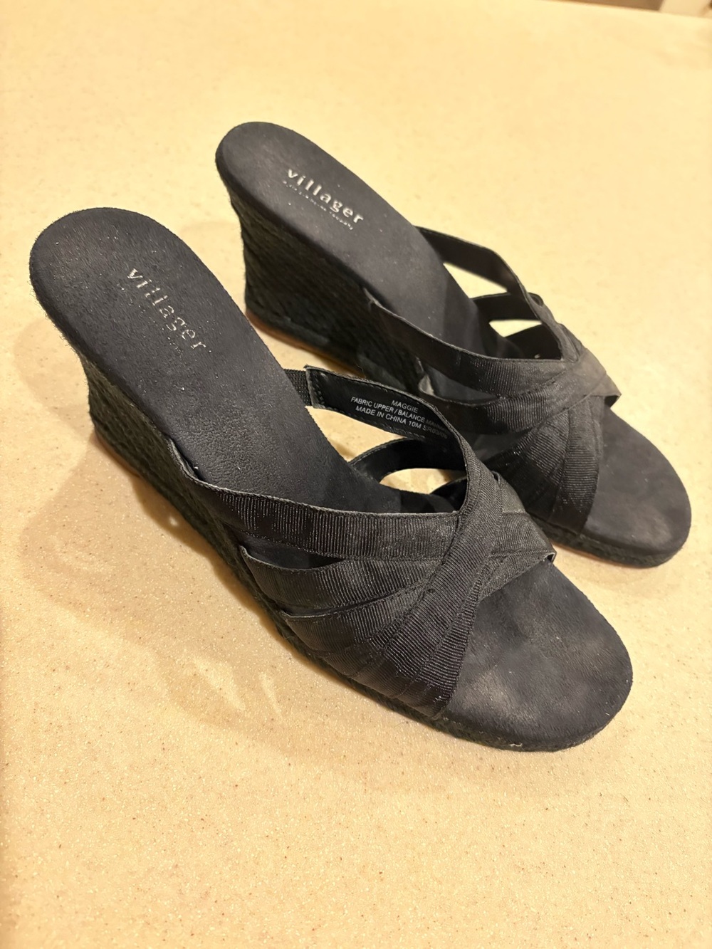 Black Espadrille Wedge Sandals - Women's Villager Liz Claiborne - Picture 11 of 11